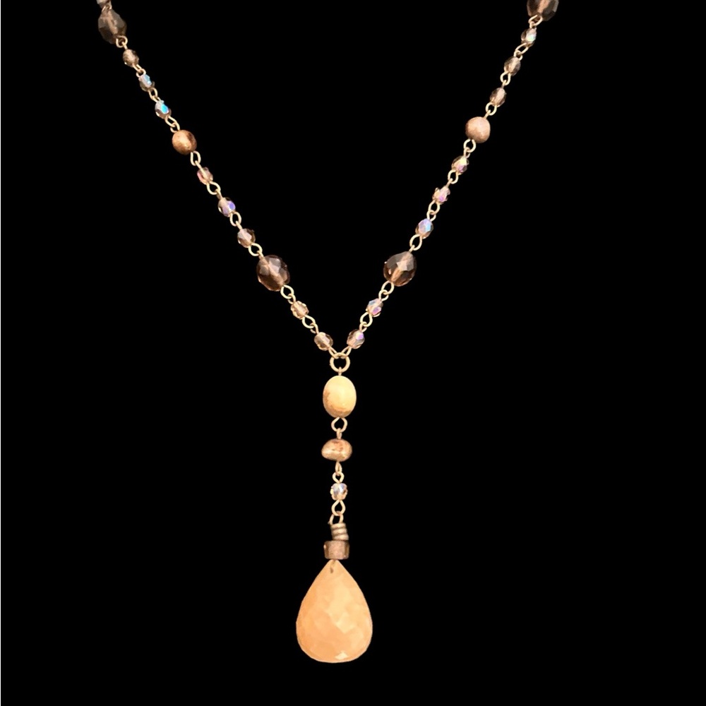 Anthropologie Crystal & Stone Lariat Choker Necklace NWOT